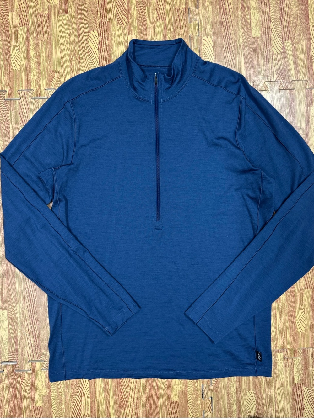 REI Co-op Men's M 100% Merino Wool Quarter Zip Long Sleeve Base Layer Top Blue